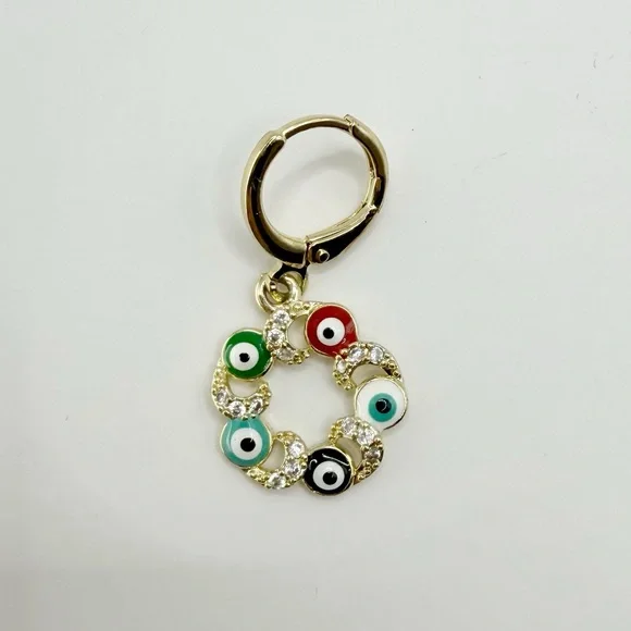 Colorful Evil Eye Hoop Earrings - Picture 2 of 2